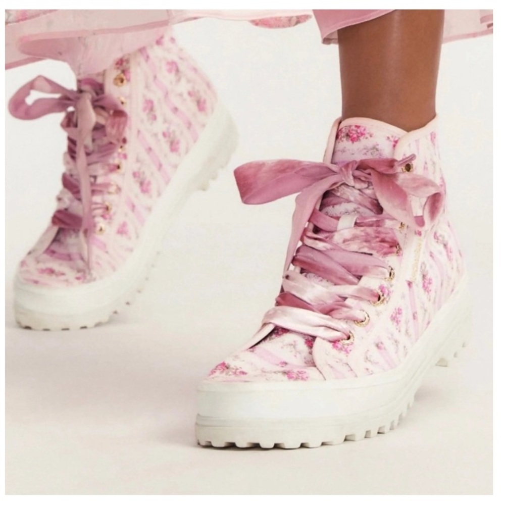 Superga Pink Floral High-Top Sneakers